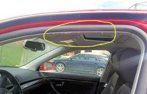 headliner damaged in 2007 Audi A4 damaged headliner 2007 audi