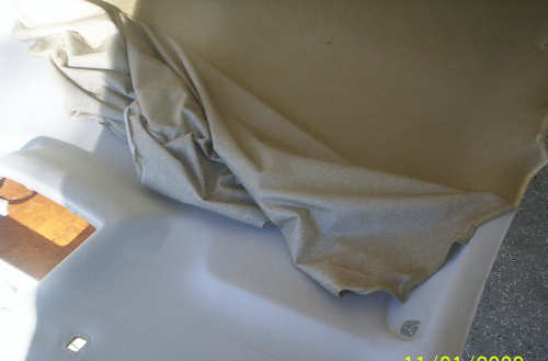 headliner material removed from Mazda 6 headliner board
